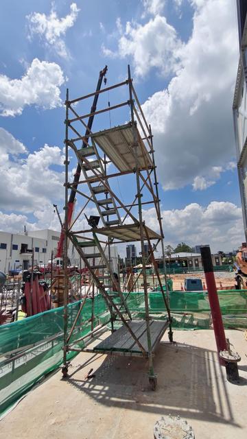 Aluminium tower at height